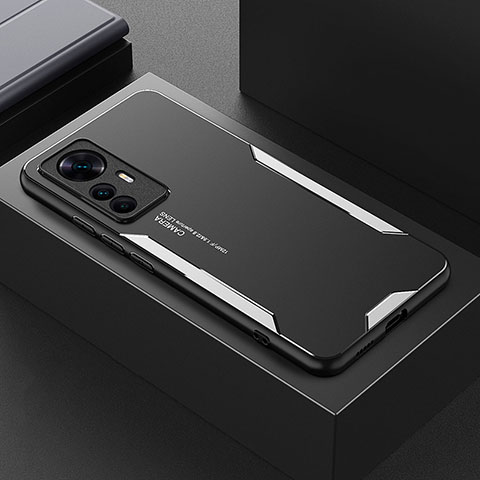 Funda Lujo Marco de Aluminio y Silicona Carcasa Bumper para Xiaomi Mi 12T 5G Plata