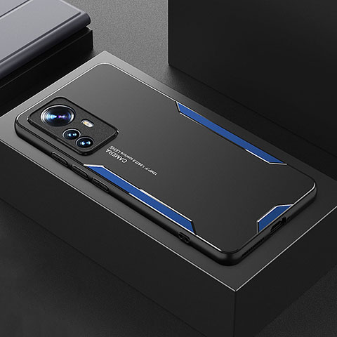 Funda Lujo Marco de Aluminio y Silicona Carcasa Bumper para Xiaomi Mi 12X 5G Azul