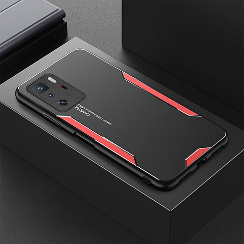 Funda Lujo Marco de Aluminio y Silicona Carcasa Bumper para Xiaomi Poco X3 GT 5G Rojo