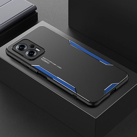 Funda Lujo Marco de Aluminio y Silicona Carcasa Bumper para Xiaomi Poco X4 GT 5G Azul
