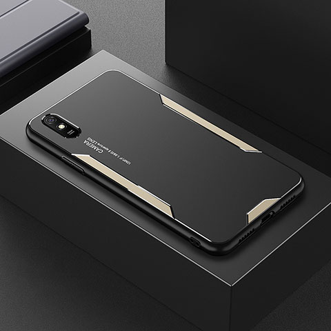 Funda Lujo Marco de Aluminio y Silicona Carcasa Bumper para Xiaomi Redmi 9A Oro