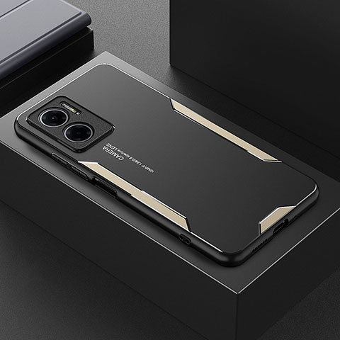Funda Lujo Marco de Aluminio y Silicona Carcasa Bumper para Xiaomi Redmi Note 11E 5G Oro