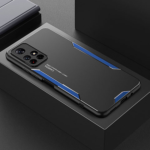Funda Lujo Marco de Aluminio y Silicona Carcasa Bumper para Xiaomi Redmi Note 11S 5G Azul