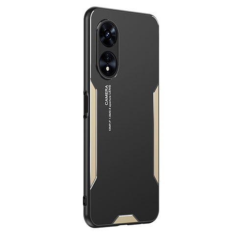 Funda Lujo Marco de Aluminio y Silicona Carcasa Bumper PB1 para Oppo A78 5G Oro