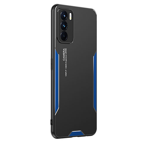 Funda Lujo Marco de Aluminio y Silicona Carcasa Bumper PB1 para Oppo K9 Pro 5G Azul