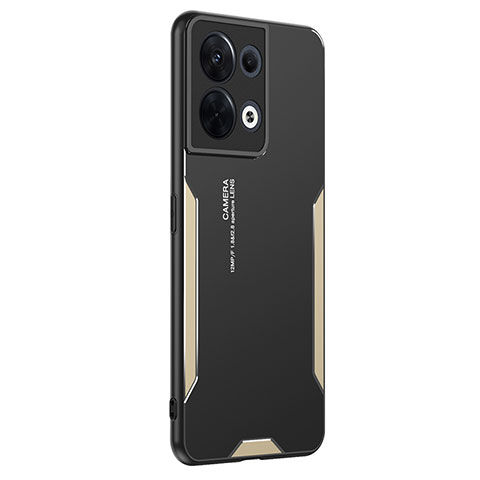 Funda Lujo Marco de Aluminio y Silicona Carcasa Bumper PB1 para Oppo Reno8 5G Oro