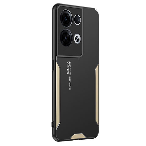 Funda Lujo Marco de Aluminio y Silicona Carcasa Bumper PB1 para Oppo Reno8 Pro 5G Oro