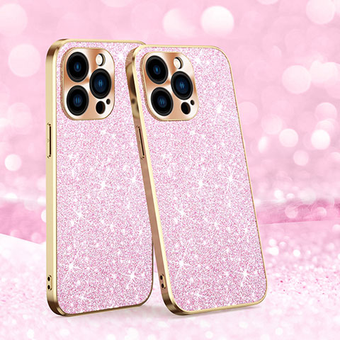 Funda Silicona Carcasa Goma Bling-Bling AC1 para Apple iPhone 15 Pro Max Oro Rosa