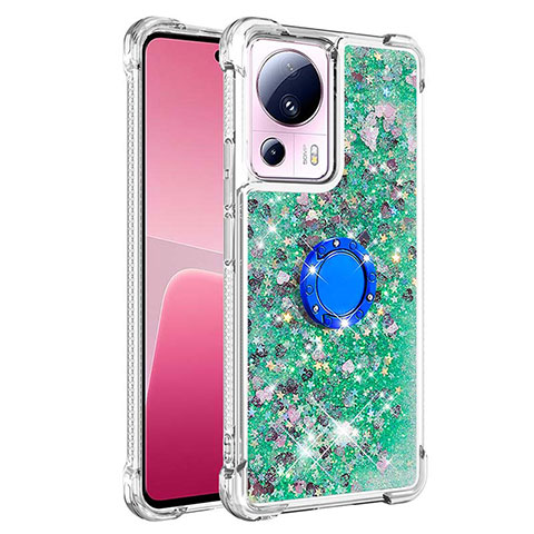 Funda Silicona Carcasa Goma Bling-Bling con Anillo de dedo Soporte S01 para Xiaomi Mi 13 Lite 5G Verde