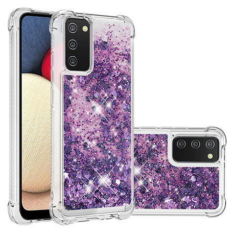 Funda Silicona Carcasa Goma Bling-Bling S01 para Samsung Galaxy A02s Morado