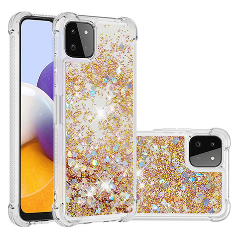 Funda Silicona Carcasa Goma Bling-Bling S01 para Samsung Galaxy A22 5G Oro