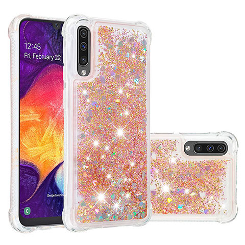 Funda Silicona Carcasa Goma Bling-Bling S01 para Samsung Galaxy A50S Oro