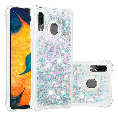 Funda Silicona Carcasa Goma Bling-Bling S01 para Samsung Galaxy M10S Plata