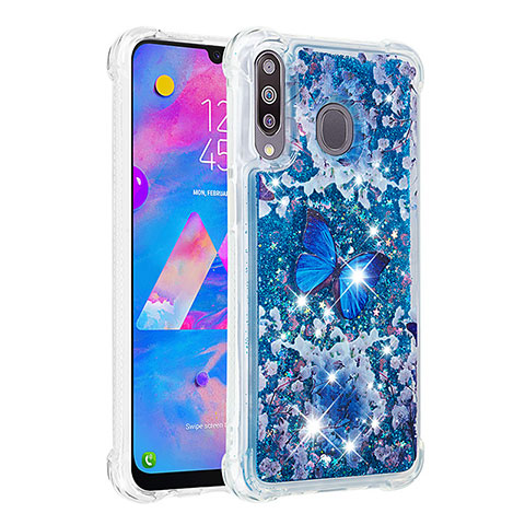 Funda Silicona Carcasa Goma Bling-Bling S01 para Samsung Galaxy M30 Azul