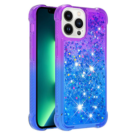 Funda Silicona Carcasa Goma Bling-Bling S02 para Apple iPhone 13 Pro Morado