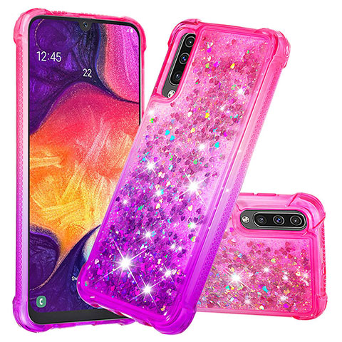 Funda Silicona Carcasa Goma Bling-Bling S02 para Samsung Galaxy A30S Rosa Roja