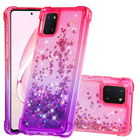 Funda Silicona Carcasa Goma Bling-Bling S02 para Samsung Galaxy A81 Rosa Roja