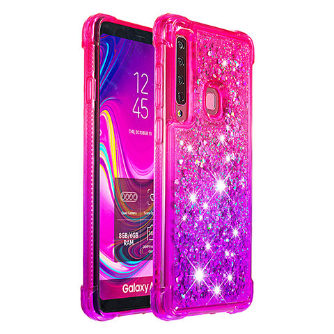 Funda Silicona Carcasa Goma Bling-Bling S02 para Samsung Galaxy A9 (2018) A920 Rosa Roja