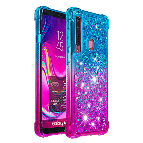 Funda Silicona Carcasa Goma Bling-Bling S02 para Samsung Galaxy A9 Star Pro Azul Cielo