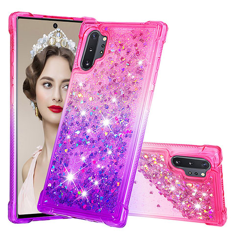 Funda Silicona Carcasa Goma Bling-Bling S02 para Samsung Galaxy Note 10 Plus 5G Rosa Roja