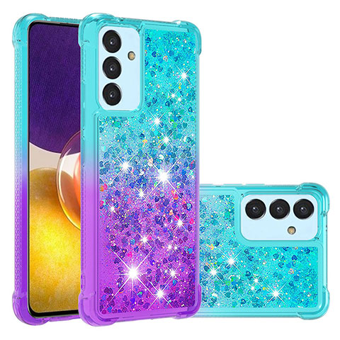 Funda Silicona Carcasa Goma Bling-Bling S02 para Samsung Galaxy Quantum2 5G Azul Cielo