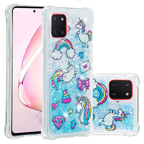 Funda Silicona Carcasa Goma Bling-Bling S03 para Samsung Galaxy A81 Azul Cielo