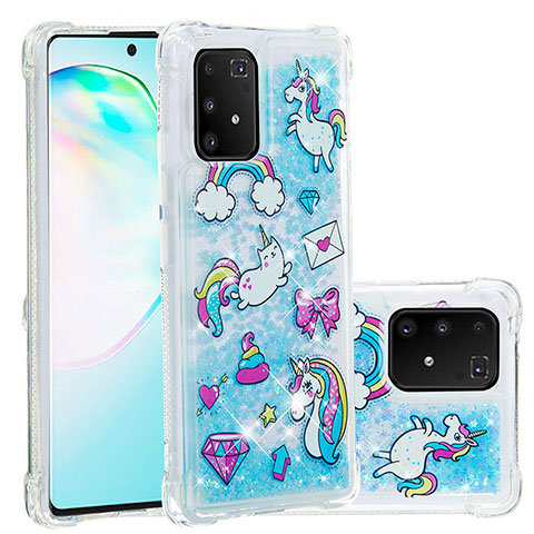 Funda Silicona Carcasa Goma Bling-Bling S03 para Samsung Galaxy A91 Azul Cielo