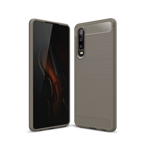 Funda Silicona Carcasa Goma Line para Huawei P30 Gris