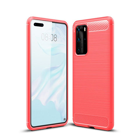 Funda Silicona Carcasa Goma Line para Huawei P40 Pro Rojo