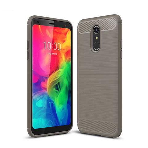 Funda Silicona Carcasa Goma Line para LG Q7 Gris