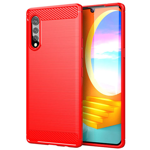 Funda Silicona Carcasa Goma Line para LG Velvet 5G Rojo