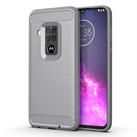 Funda Silicona Carcasa Goma Line para Motorola Moto One Zoom Gris