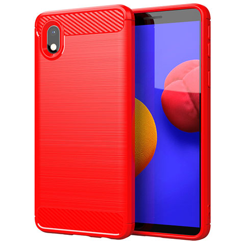 Funda Silicona Carcasa Goma Line para Samsung Galaxy A01 Core Rojo