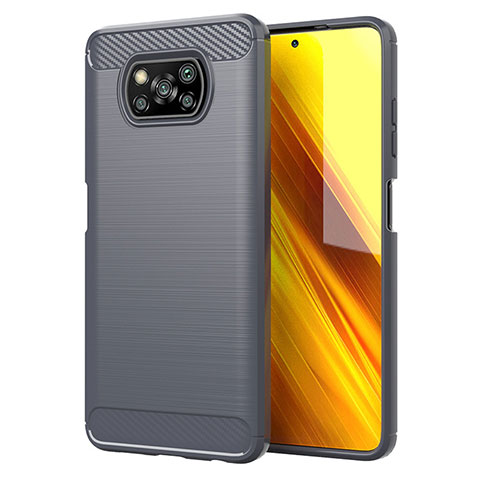 Funda Silicona Carcasa Goma Line para Xiaomi Poco X3 Gris