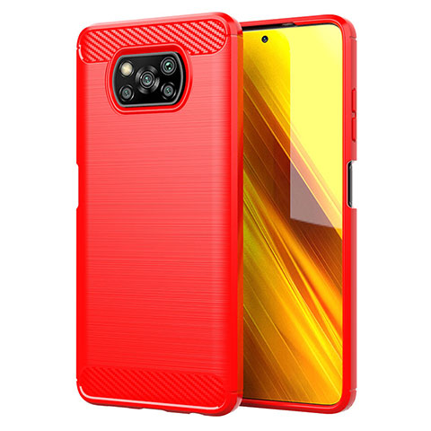 Funda Silicona Carcasa Goma Line para Xiaomi Poco X3 Rojo