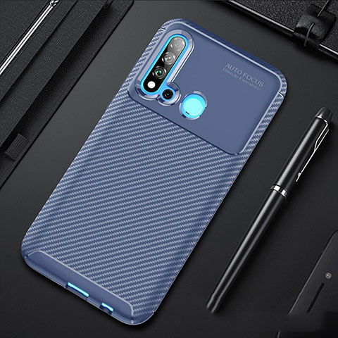 Funda Silicona Carcasa Goma Twill para Huawei Nova 5i Azul