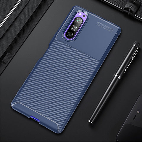 Funda Silicona Carcasa Goma Twill para Sony Xperia 5 Azul