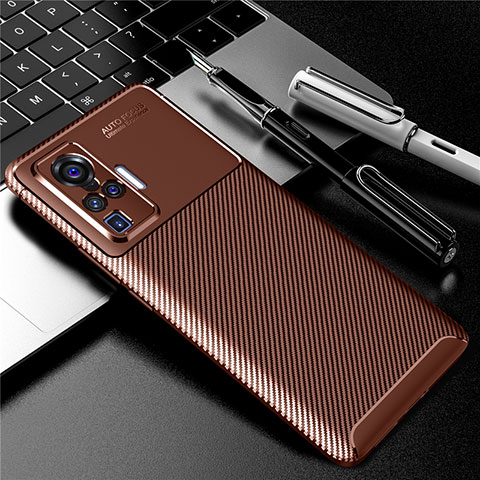 Funda Silicona Carcasa Goma Twill para Vivo X50 Pro 5G Marron