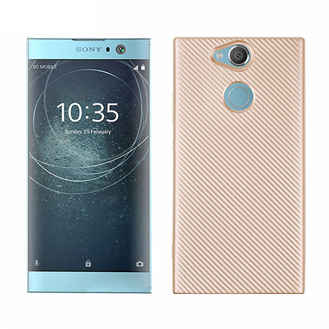 Funda Silicona Carcasa Goma Twill S01 para Sony Xperia XA2 Oro