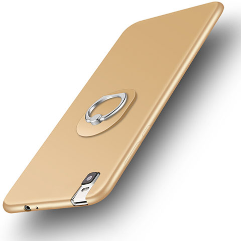 Funda Silicona Carcasa Ultrafina Goma con Anillo de dedo Soporte para Huawei Honor 7i shot X Oro