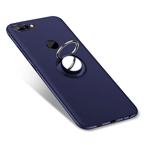 Funda Silicona Carcasa Ultrafina Goma con Anillo de dedo Soporte para Huawei P Smart Azul