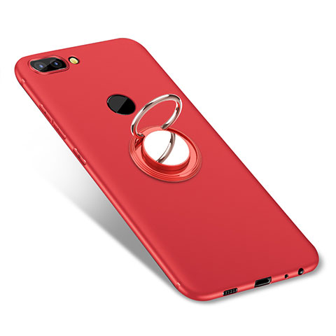 Funda Silicona Carcasa Ultrafina Goma con Anillo de dedo Soporte para Huawei P Smart Rojo