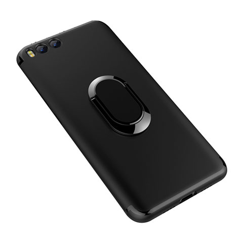 Funda Silicona Carcasa Ultrafina Goma con Anillo de dedo Soporte para Xiaomi Mi 6 Negro
