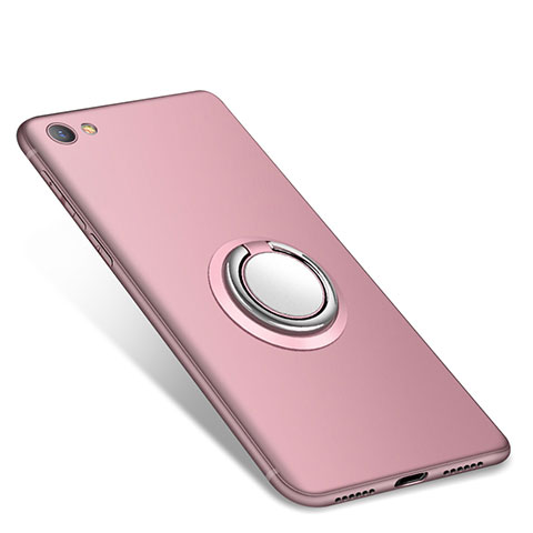 Funda Silicona Carcasa Ultrafina Goma con Anillo de dedo Soporte para Xiaomi Redmi Note 5A Standard Edition Rosa