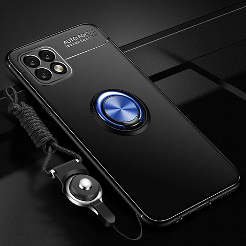 Funda Silicona Carcasa Ultrafina Goma con Magnetico Anillo de dedo Soporte A01 para Huawei Enjoy 20 5G Azul y Negro