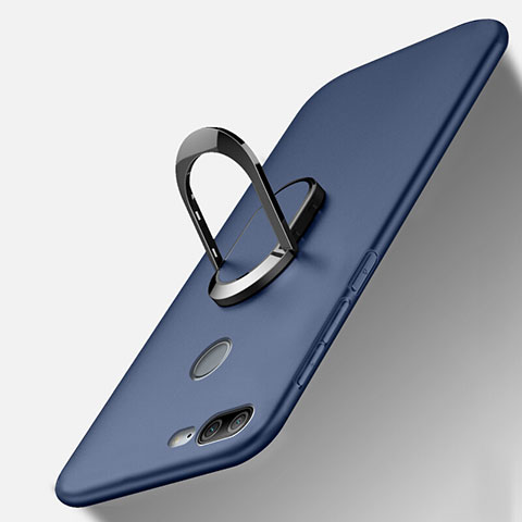 Funda Silicona Carcasa Ultrafina Goma con Magnetico Anillo de dedo Soporte A01 para Huawei Honor 9 Lite Azul