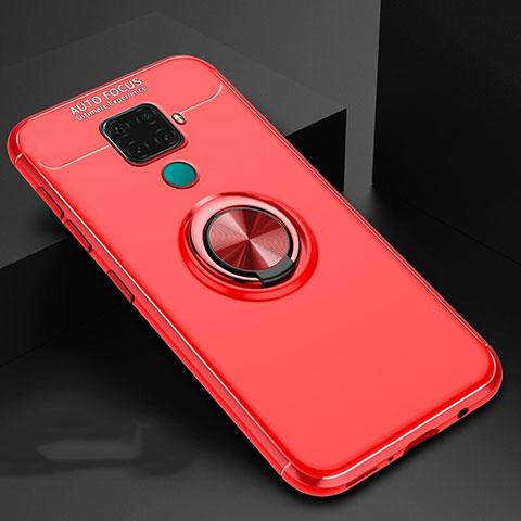 Funda Silicona Carcasa Ultrafina Goma con Magnetico Anillo de dedo Soporte A01 para Huawei Mate 30 Lite Rojo