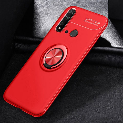 Funda Silicona Carcasa Ultrafina Goma con Magnetico Anillo de dedo Soporte A01 para Huawei Nova 5i Rojo