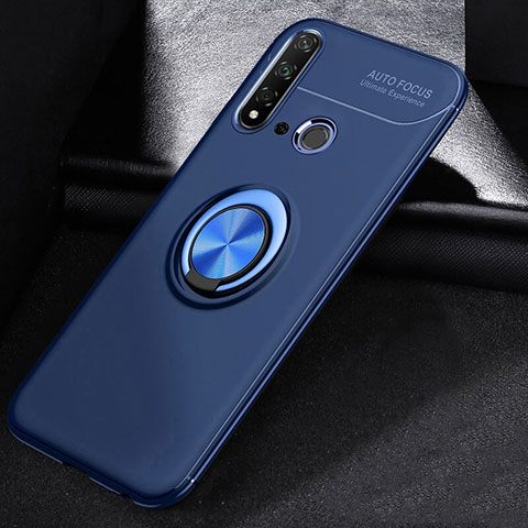 Funda Silicona Carcasa Ultrafina Goma con Magnetico Anillo de dedo Soporte A01 para Huawei P20 Lite (2019) Azul