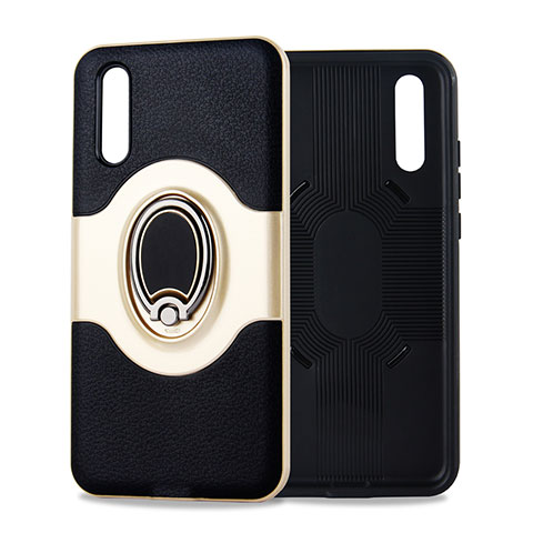 Funda Silicona Carcasa Ultrafina Goma con Magnetico Anillo de dedo Soporte A01 para Huawei P20 Oro